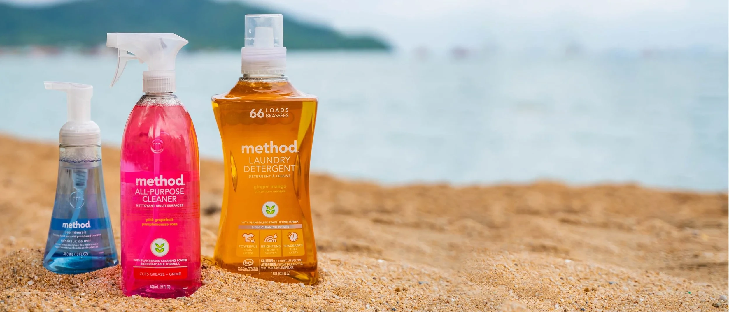 Method plant-based cleaning products on a Hawaiian beach